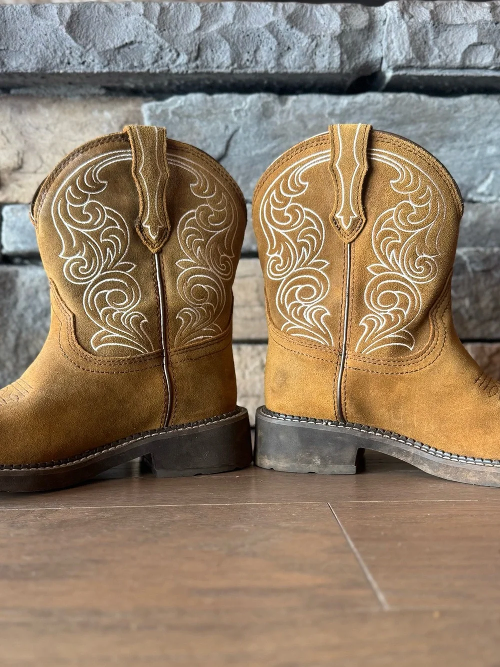 Ariat Men's Suede Western Work Boots in Tan Brown